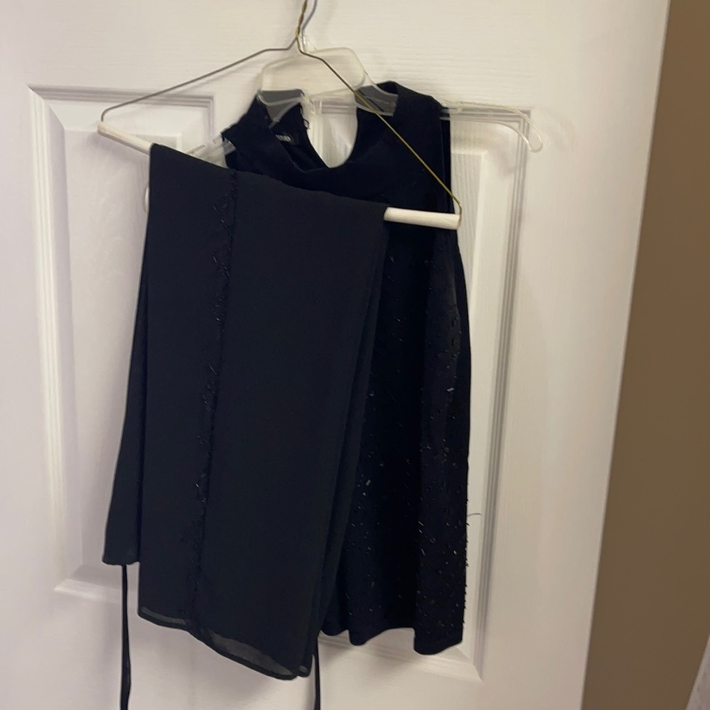 Black cocktail pantsuit